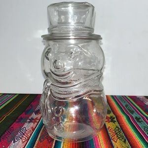 Christmas Snowman ⛄️ glass candy goody jar, no flaws excellent condition